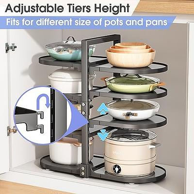 Pot and Pan Organizer for Cabinet, 8 Tier 21” Adjustable Cabinet Pan  Organizer Rack Heavy Duty