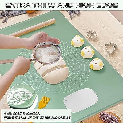 Silicone Pastry Mat, Silicone Baking Mat with High Edge, Non-Stick Dough  Mat, Pastry Mats for Rolling Dough with Measurements for Cookies, Pizza,  Cake