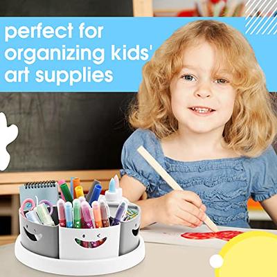Art Supply Storage And Organizer - 360° Spinning Pen Holder And  Pencil/Marker Organizer Caddy For Desk For Office, Classroom - Kids Craft  Supplies Organization And Storage - Birthday Gifts - Powder 