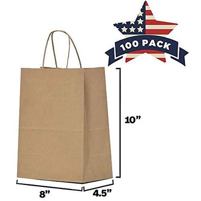 Qutuus Kraft Paper Bags with Handles Bulk 8x4.5x10 100 pcs Brown
