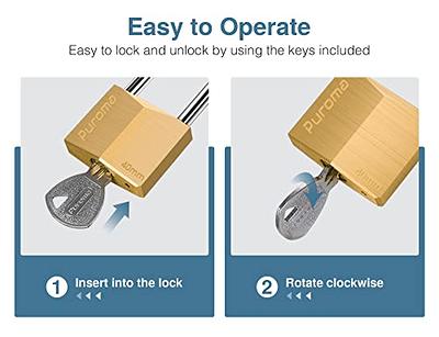 Solid Brass Padlock with Key with 1-9/16 in. (40 mm) Wide Lock Body,Keyed  Padlock for Sheds, Storage Unit School Gym Locker, Fence, Toolbox, Hasp