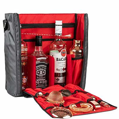 Barillio Bartender Bag Travel Bartender Kit Bag with Bar Tools Professional 17-Piece Bar Tool Set with Portable Waxed Canvas Bag