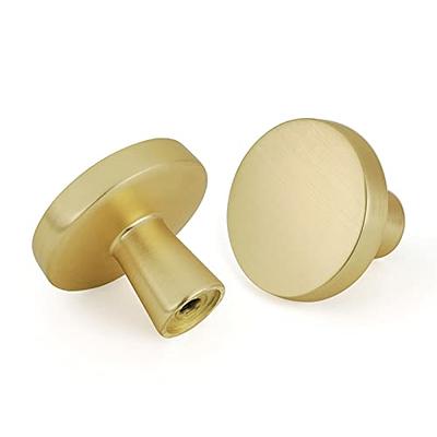 10 Pack Gold Round Cabinet Knobs Solid Brushed Brass Drawer Handles Fo