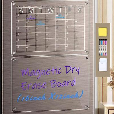 MIKEDE Magnetic Acrylic Calendar for Fridge, 4 Pack Clear Calendar Planner  6 Colorful Markers, Reusable Planning Board Set with Strong Fridge Magnets