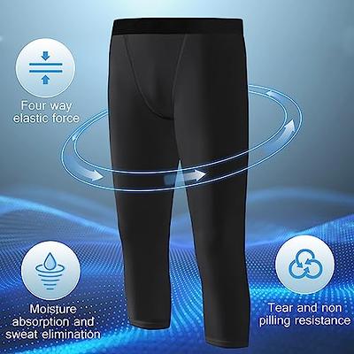  4 Pack Compression Tights For Basketball Capri Tights 3/4 Compression  Pants Boys White Black-XL