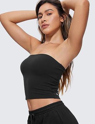 CRZ YOGA Butterluxe Double Lined Tube Tops for Women Basic Bandeau Cropped  Tops Strapless Casual Going Out Crop Top Black Medium - Yahoo Shopping