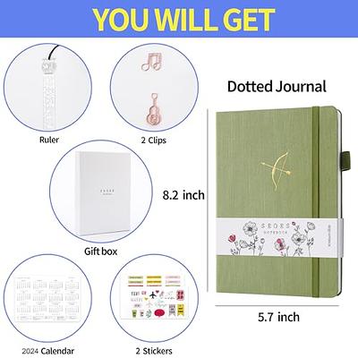 SEQES Dotted Notebook with Pen, Hardcover A5 Thick Paper Dot Grid