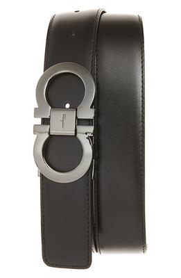 Men's Reversible Leather Double-gancio Belt In Black/auburn