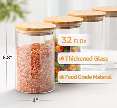 32 PCS Glass Spice Jars - Airtight Bamboo Lids - BPA-Free - 4oz Clear  Containers