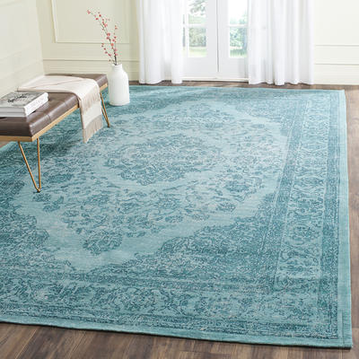 Safavieh Outdoor CY8680-37121 Courtyard Aqua / Grey Rug - 5' 3 x 7' 7