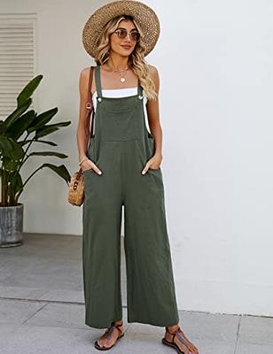 Women Cotton Linen Jumpsuit Overall Pants Summer Loose Wide Leg Overall  Trouser❤ | eBay