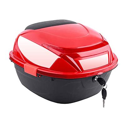 35L Motorcycle Trunk Universal Top Case Waterproof Helmet Luggage Storage  Plastic Tour Tail Box with Soft Backrest,Lockable Motorcycles Topcase for