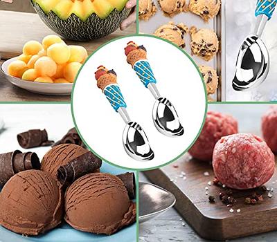 2 Sizes Ice Cream Scoop with Trigger, Stainless Steel Ice Cream Scooper,  Heavy Duty Cookie Scoop Set with Comfortable Handle, Ice Cream Spoon for
