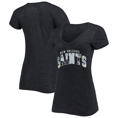 New Orleans Saints WEAR by Erin Andrews Women's Plus Size Throwback Raglan  V-Neck T-Shirt - Heather Gray