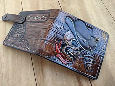 Custom Order~Carved and Painted Leather Bifold Mens Wallet