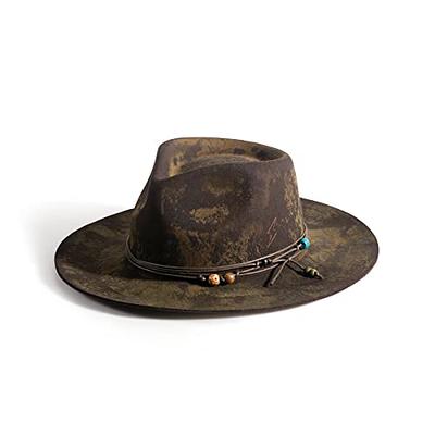 100% Leather Wide Brim Cowboy Hat For Men Western Style Handmade