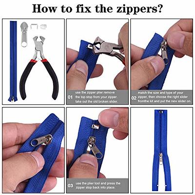 12pcs Instant Zipper Universal Zip Slider Replacement 3 Sizes DIY