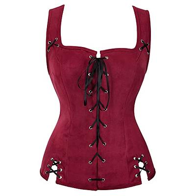 Glabeko Pirate Costume Women Medieval Renaissance Costumes for Women Pirate  Vest Bodice Corset S Wine Red - Yahoo Shopping