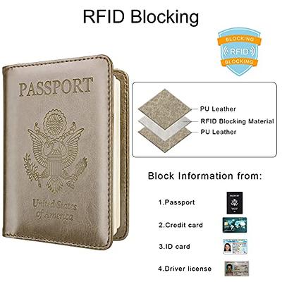 Linist Passport Holder Cover Wallet RFID Blocking PU Leather Travel Document Holder, Card Case Travel Accessories for Women Men (Blue)