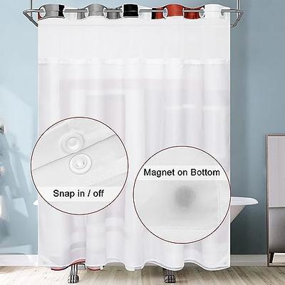 No Hooks Needed Waffle Weave Shower Curtain With Snap in Fabric Liner Set, Hotel Style With See Through Mesh Top Window Shower Curtains,double Layer,w