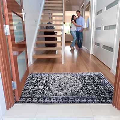 3x5 Entryway Rug Soft Washable Indoor Carpet Throw Rug Modern Abstract Rug  with Non-Slip Backing for Bedroom Bathroom Under Dining Table Nursery