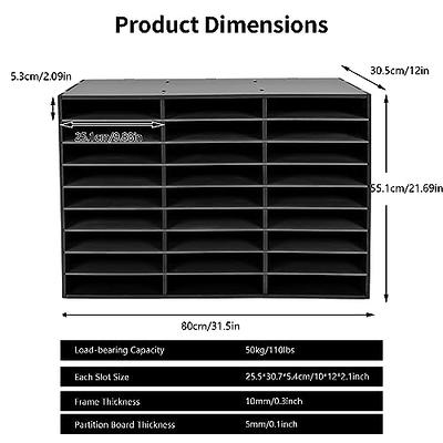 AdirOffice Wood 11 Compartment Vertical Paper Desktop Sorter Organizer - Black