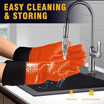 Heat Resistant Silicone Oven Mitt Non-Slip Kitchen Gloves Cotton