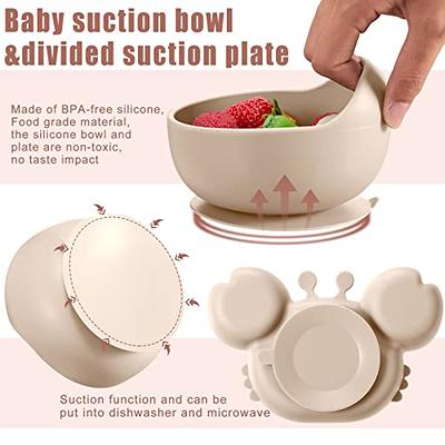  Silicone Suction Baby Plate with Spoon and Fork Dinosaur Baby  Plate Set Baby Self Feed Utensils Baby Spoon Baby Fork Suction Plate : Baby