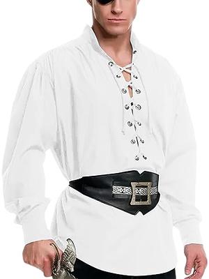 Mens Pirate Shirt Medieval Renaissance Victorian Costume Ruffled Steampunk  Vampire Gothic Halloween Cosplay Tops White S - Yahoo Shopping