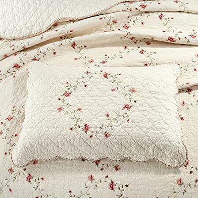 vctops 2-Piece Elegant Floral Embroidered Pillow Shams Queen Size