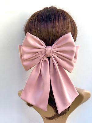 Burgundy Silk Euphrasie Hair Bow Ribbon Barrette Clip 