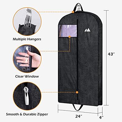 MISSLO 43 Garment Bags for Hanging Clothes Protector Suit Bags for Travel  with Handles Gusseted Storage Closet Coat, Jackets, Dress Cover, Black, 3  Pack 