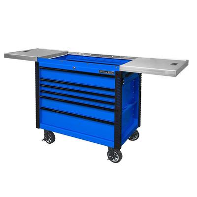 Extreme Tools EX Professional 41 in. 6-Drawer Tool Utility Cart with  Stainless Steel Slider Top and Bumpers in Blue, Blue gloss powder coat  finish with black anodized drawer pulls - Yahoo Shopping