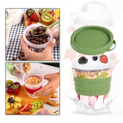 EYNEL 4 Pack Breakfast on The Go Yogurt Parfait Cups, Reusable Plastic Containers with Lids and Spoons, Size: One Size