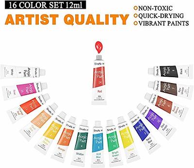 PENTRISTA Acrylic Paint,24 Colors Artist Quality Acrylic Paint Set,  12ml/Tube with 3 Art Brushes & 1 Palette for Artists,Beginners and  Kids,Non-Toxic