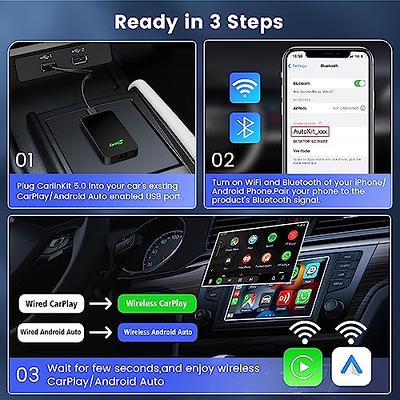 CarlinKit 5.0 Wireless CarPlay & Android Auto Adapter,Online Update,Two  Channel Connection, Plug & Plug, for Cars with OEM Wired CarPlay & Android