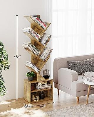 4-Tier Small Book Shelf Organizer Floor Standing Bookcase, Wood
