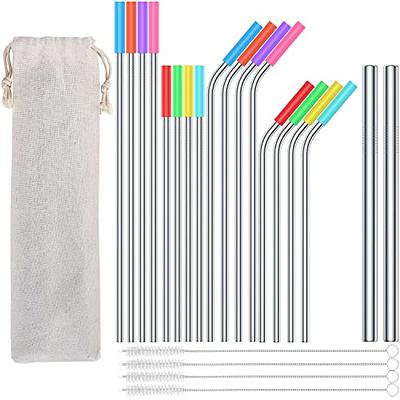 Premium Quality Silicone Reusable Extra Long & Wide Drinking Straws, 8  Colours