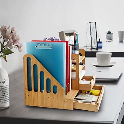 Natural Wood Mail Organizer with Drawer - Desk Organizers and Storage  Desktop Organizer - Desk Organizers and Accessories for Women Office Desk