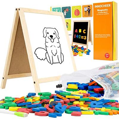 Aomola Kids Tabletop Easel with Paper Roll,Double-Sided Whiteboard &  Chalkboard Tabletop Easel with Magnetic Letters & Numbers and Other  Magnetic