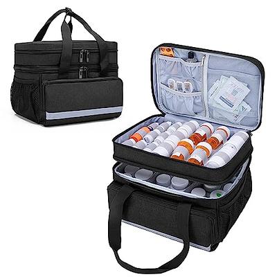 Starplus2 Large Padded Pill Bottle Organizer, Medicine Bag, Case, Carrier for Medications, Vitamins, and Medical Supplies with Fixed Pockets - Home