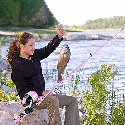PINK ROD AND Reel Set With Pink Tackle Box For Kids Girls Fishing