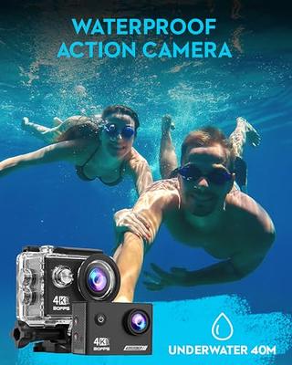 Action Camera 4K30fps with 64G SD Card,HD Waterproof Camera 131ft