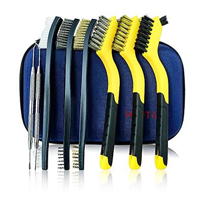 HUNTACE Wire Brush Set- Small Wire Brush with Stainless Steel Wire Scratch  Brush for Cleaning Rust with Paint Brush -Used Together, Decorate After  Rust Removal