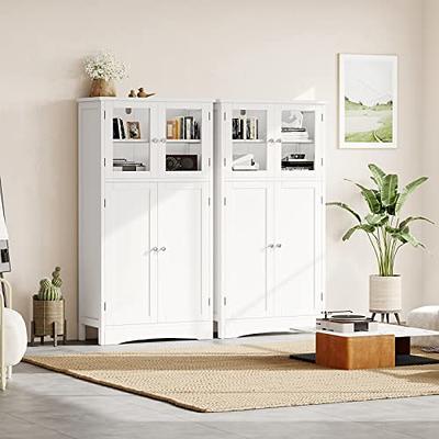  Iwell Bathroom Cabinet, Storage Cabinet with Doors, Large  Display Cabinet with Open Shelf, Freestanding Floor Cabinet for Living  Room, Home Office, White : Home & Kitchen