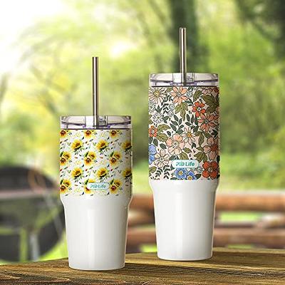 20 oz. White Reusable Stainless Steel Tumbler with Lid & Straw