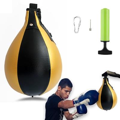 Leather Double-Ended Boxing Punching Ball, Hanging Adult Kids Speed Reflex  Ball for MMA Muay Thai Fight Training in The Gym (Color : Gold)