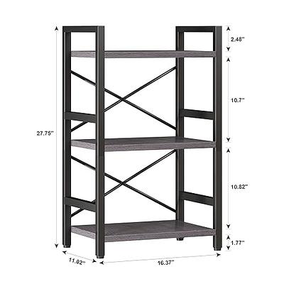 Homeiju homeiju bookshelf, 3 tier industrial bookcase, metal small  bookcase, rustic book shelf storage organizer for living room, bed