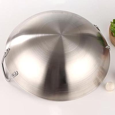 Round Deep Bottom Wok Double- Eared Wok Stainless Steel Wok Pan