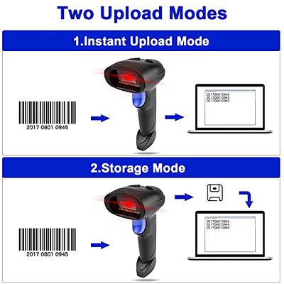 NADAMOO Wireless Barcode Scanner 328 Feet Transmission Distance USB  Cordless 1D Laser Automatic Barcode Reader Handhold Bar Code Scanner with  USB